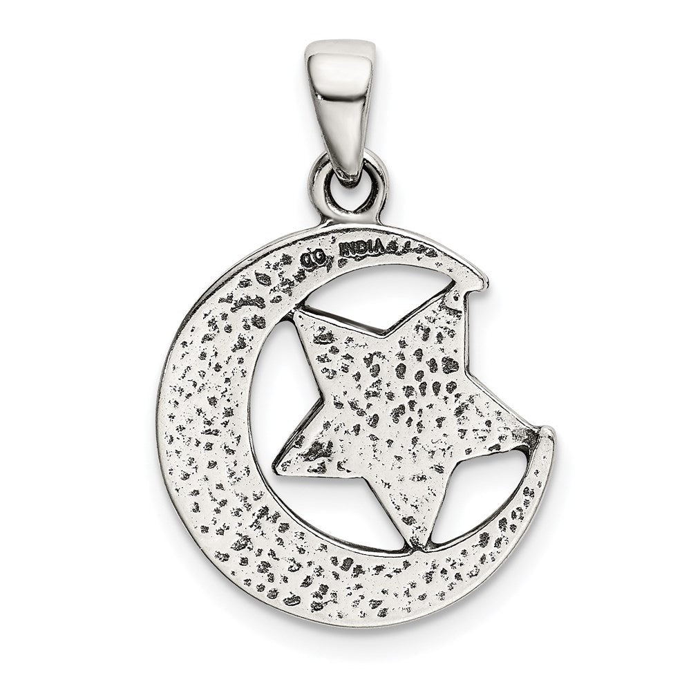 Sterlingsilber Liebe You To The Mond Antikisiert Stern und Anhänger