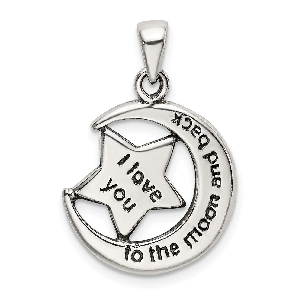 Sterlingsilber Liebe You To The Mond Antikisiert Stern und Anhänger