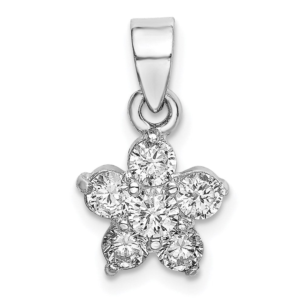 Sterlingsilber Rhodiniert Zirkonia Stern Motif Anhänger