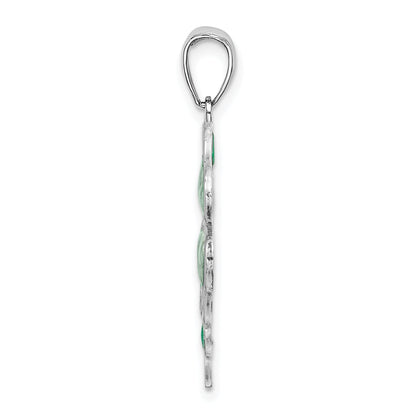 Sterlingsilber De-ani Rhodiniert Poliert Emailliert 4-leaf Klee Anhänger