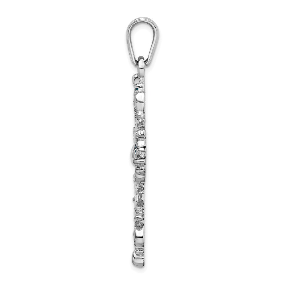Sterlingsilber De-ani Rhodiniert Poliert Emailliert Fleur De Lis Kreuz Anhänger