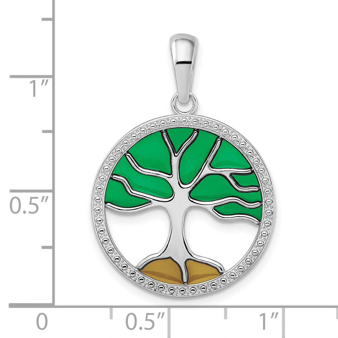 Sterlingsilber De-ani Rhodiniert Poliert Emailliert Baum Of Leben Anhänger