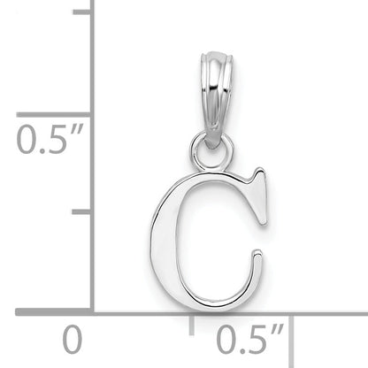 Sterlingsilber Rhodiniert Poliert Block Initiale -c- Anhänger