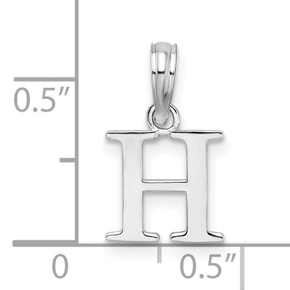 Sterlingsilber Rhodiniert Poliert Block Initiale -h- Anhänger