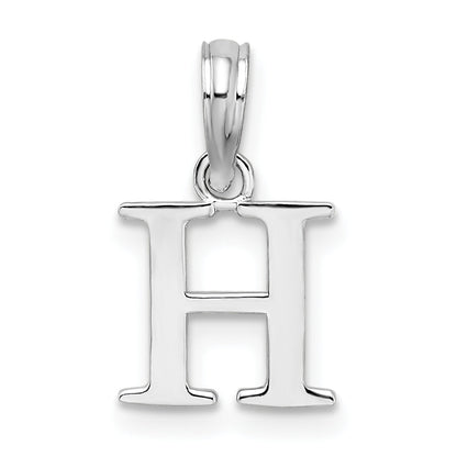 Sterlingsilber Rhodiniert Poliert Block Initiale -h- Anhänger