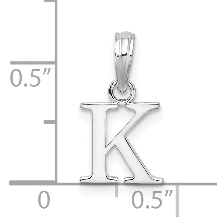 Sterlingsilber Rhodiniert Poliert Block Initiale -k- Anhänger