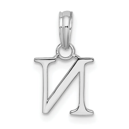 Sterlingsilber Rhodiniert Poliert Block Initiale -n- Anhänger