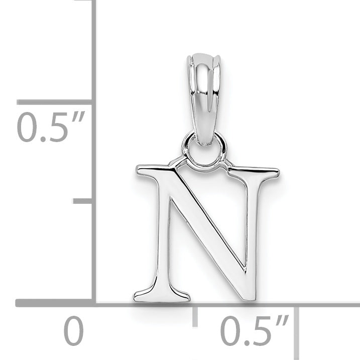 Sterlingsilber Rhodiniert Poliert Block Initiale -n- Anhänger