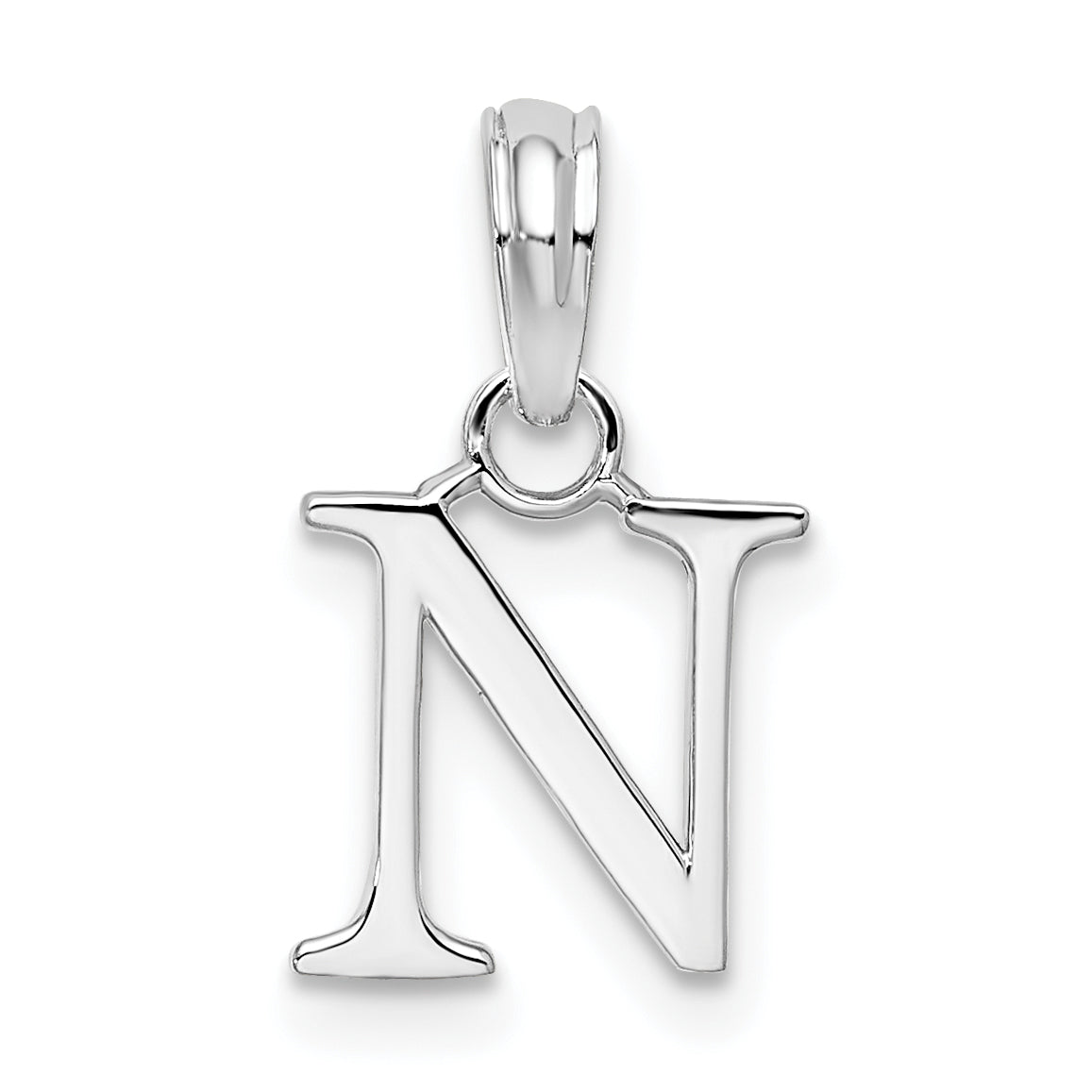 Sterlingsilber Rhodiniert Poliert Block Initiale -n- Anhänger