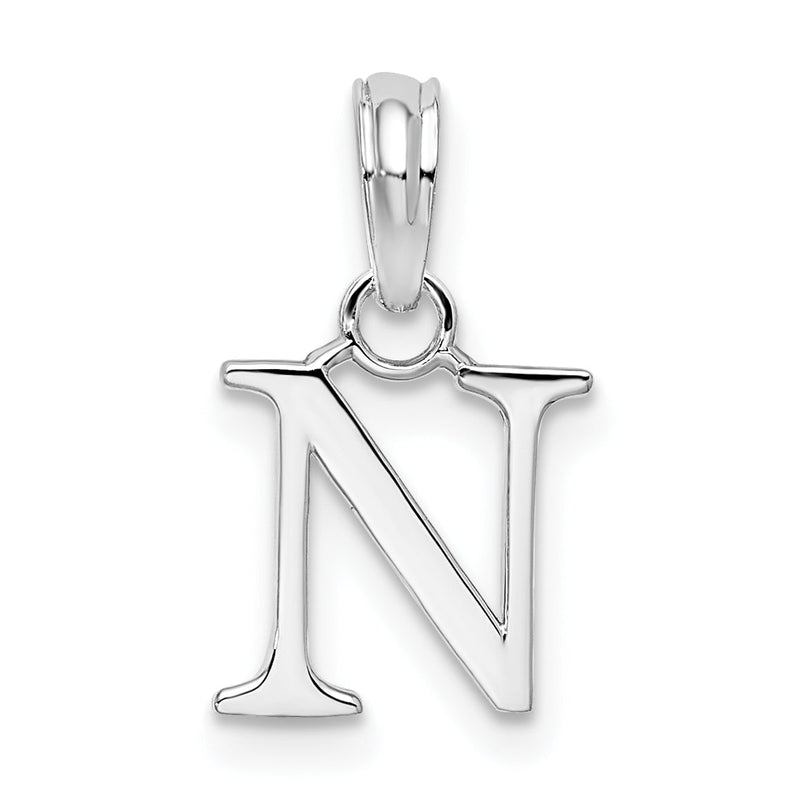 Sterlingsilber Rhodiniert Poliert Block Initiale -n- Anhänger