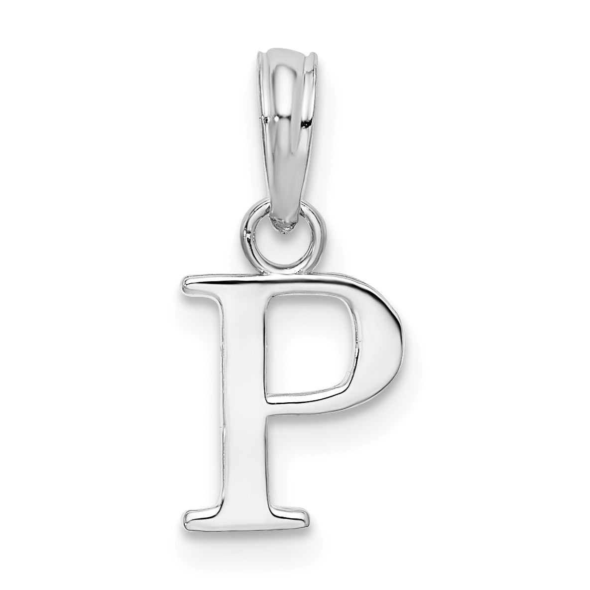 Sterlingsilber Rhodiniert Poliert Block Initiale -p- Anhänger