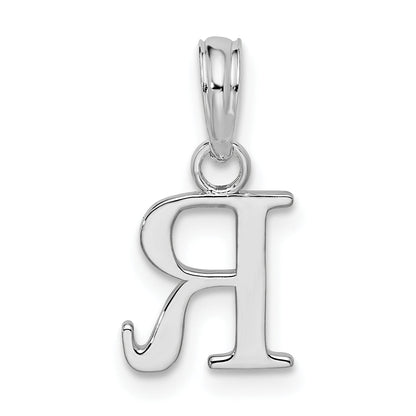 Sterlingsilber Rhodiniert Poliert Block Initiale -r- Anhänger