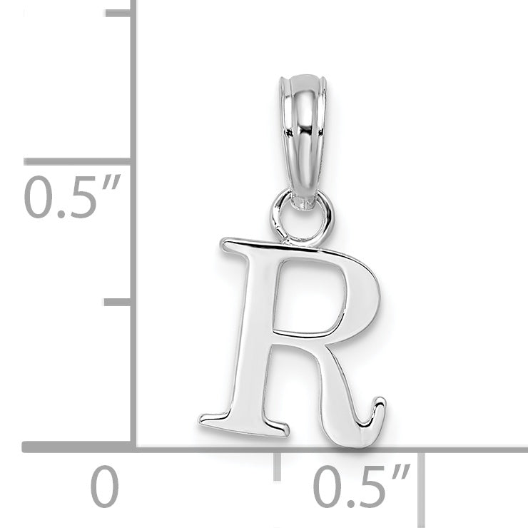 Sterlingsilber Rhodiniert Poliert Block Initiale -r- Anhänger