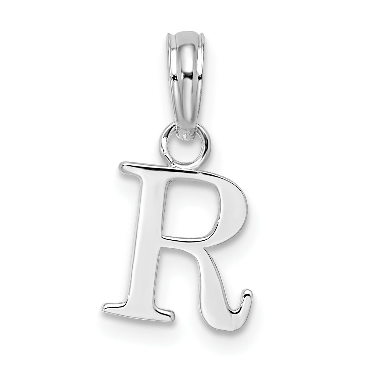 Sterlingsilber Rhodiniert Poliert Block Initiale -r- Anhänger