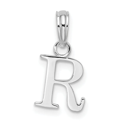 Sterlingsilber Rhodiniert Poliert Block Initiale -r- Anhänger