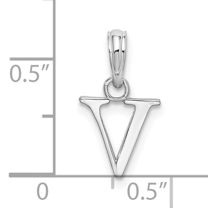 Sterlingsilber Rhodiniert Poliert Block Initiale -v- Anhänger