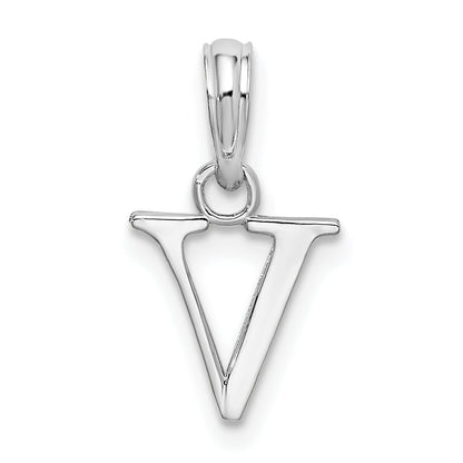Sterlingsilber Rhodiniert Poliert Block Initiale -v- Anhänger