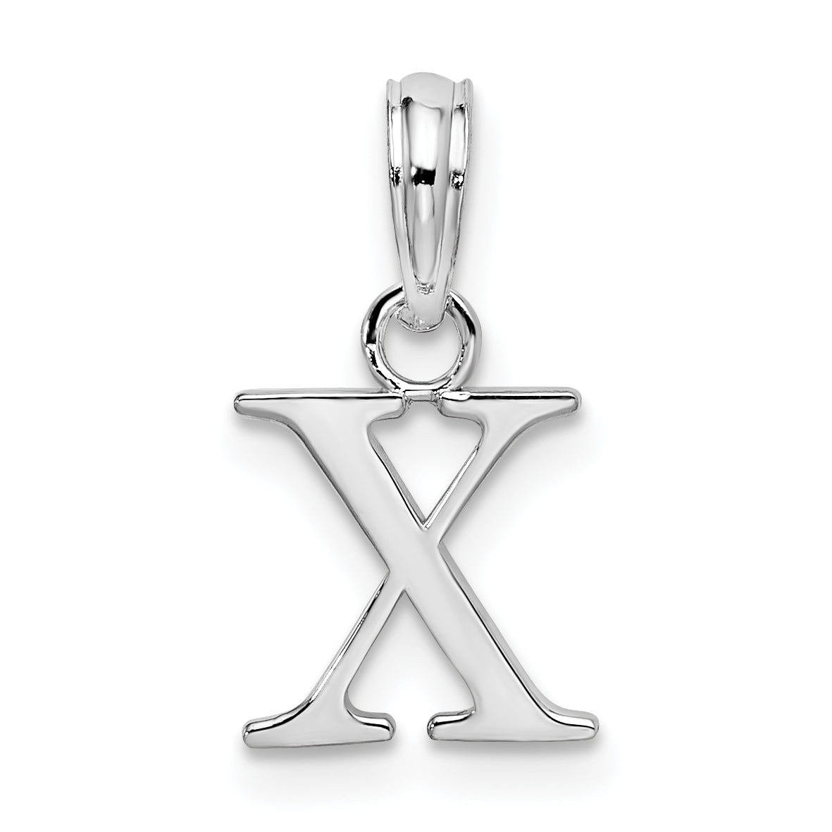 Sterlingsilber Rhodiniert Poliert Block Initiale -x- Anhänger