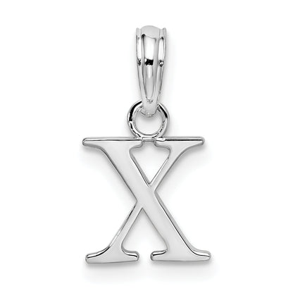 Sterlingsilber Rhodiniert Poliert Block Initiale -x- Anhänger
