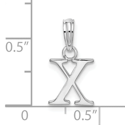 Sterlingsilber Rhodiniert Poliert Block Initiale -x- Anhänger