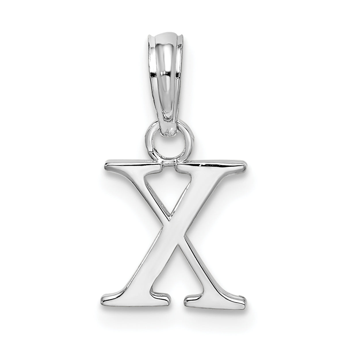 Sterlingsilber Rhodiniert Poliert Block Initiale -x- Anhänger