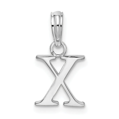 Sterlingsilber Rhodiniert Poliert Block Initiale -x- Anhänger