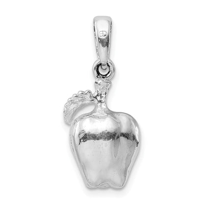 Sterlingsilber De-ani Rhodiniert Poliert 3d Apple Anhänger
