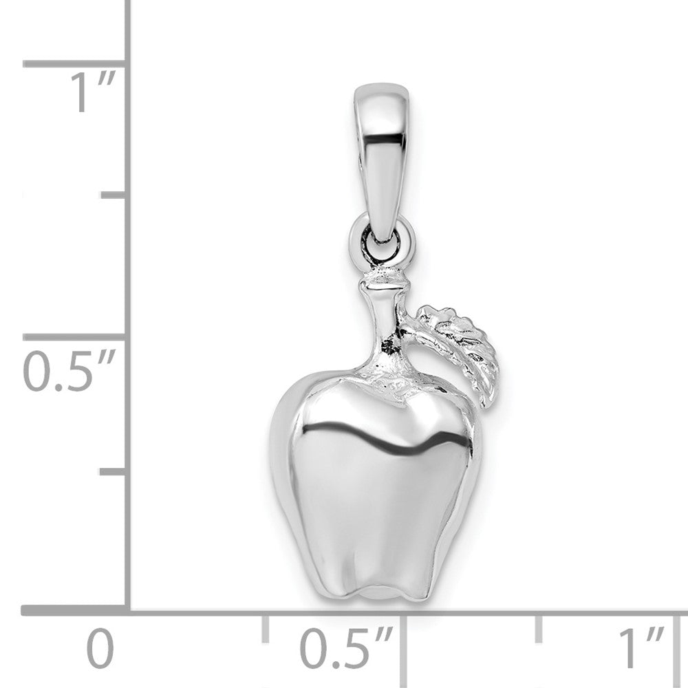 Sterlingsilber De-ani Rhodiniert Poliert 3d Apple Anhänger