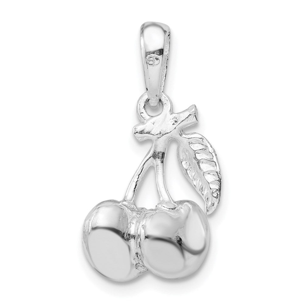 Sterlingsilber De-ani Rhodiniert Poliert 3d Cherries Anhänger