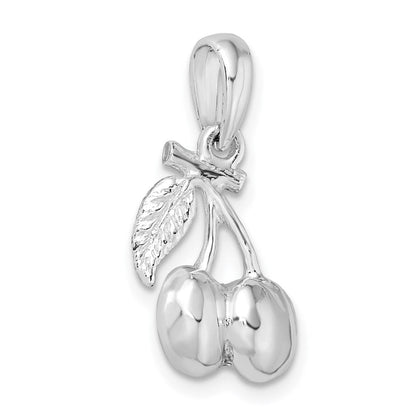 Sterlingsilber De-ani Rhodiniert Poliert 3d Cherries Anhänger