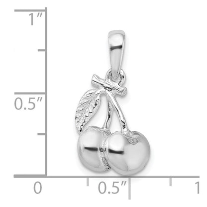 Sterlingsilber De-ani Rhodiniert Poliert 3d Cherries Anhänger