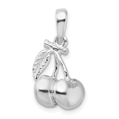Sterlingsilber De-ani Rhodiniert Poliert 3d Cherries Anhänger