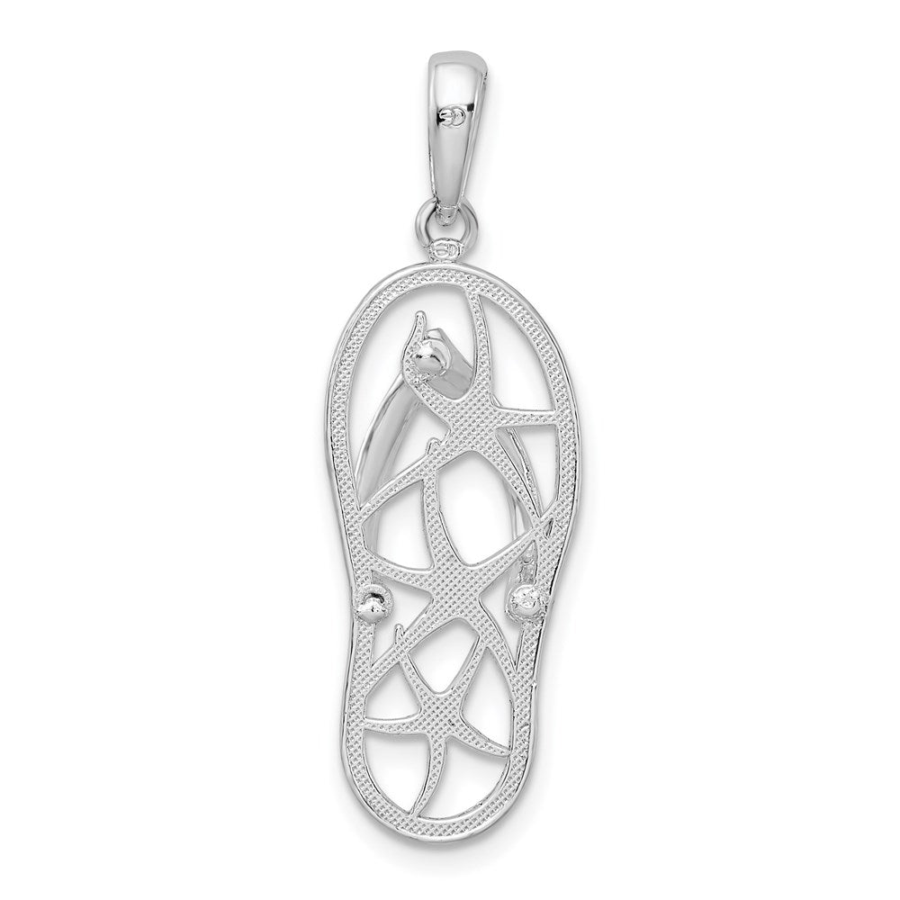 Sterlingsilber De-ani Rhodiniert 3d Ausgeschnitten Seestern Flip-flop Anhänger