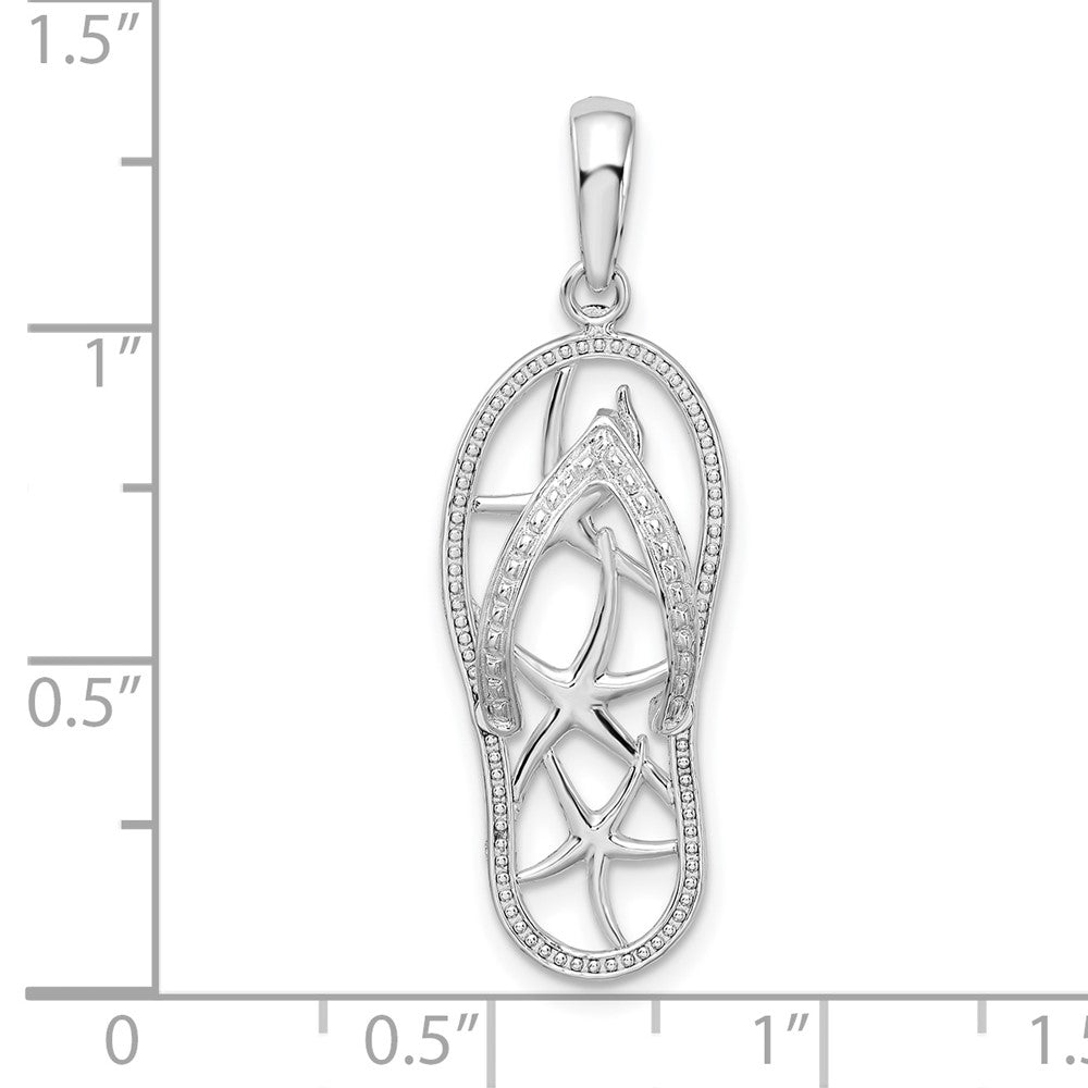 Sterlingsilber De-ani Rhodiniert 3d Ausgeschnitten Seestern Flip-flop Anhänger