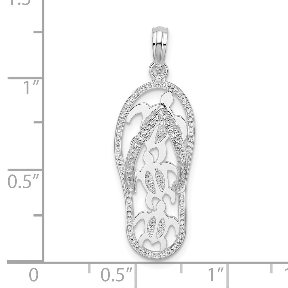 Sterlingsilber De-ani Rhodiniert 3d Ausgeschnitten Turtles Flip-flop Anhänger
