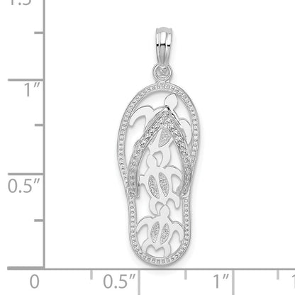 Sterlingsilber De-ani Rhodiniert 3d Ausgeschnitten Turtles Flip-flop Anhänger