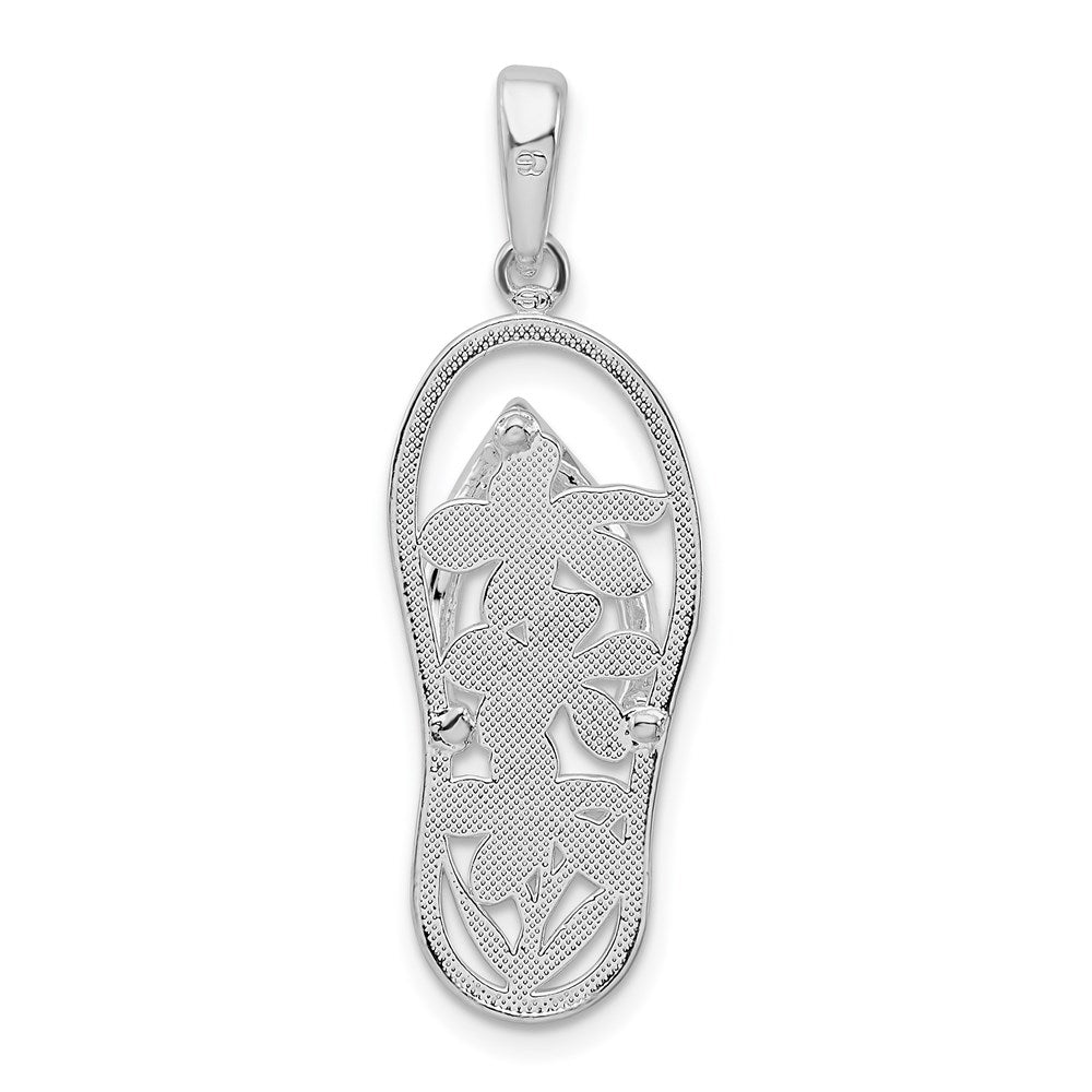 Sterlingsilber De-ani Rhodiniert 3d Ausgeschnitten Blumen Flip-flop Anhänger
