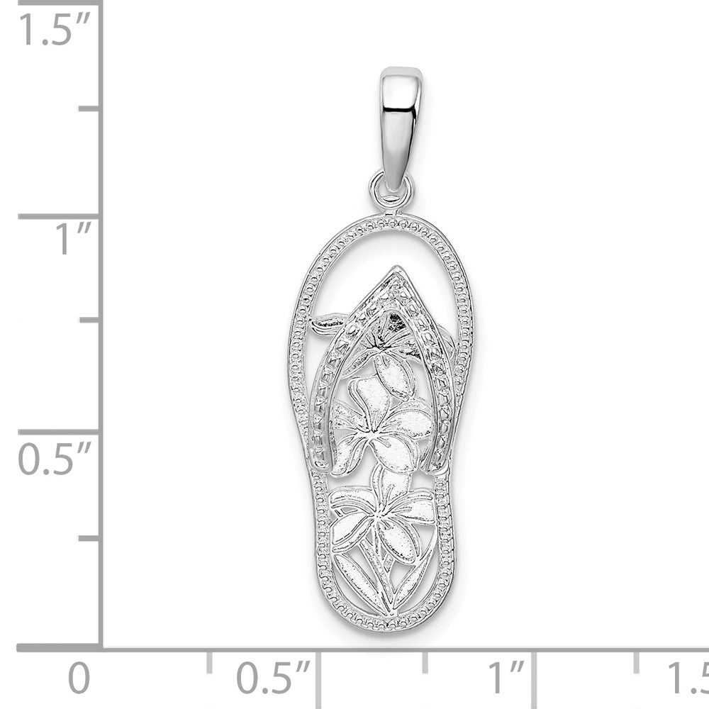 Sterlingsilber De-ani Rhodiniert 3d Ausgeschnitten Blumen Flip-flop Anhänger