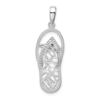 Sterlingsilber De-ani Rhodiniert 3d Ausgeschnitten Blumen Flip-flop Anhänger