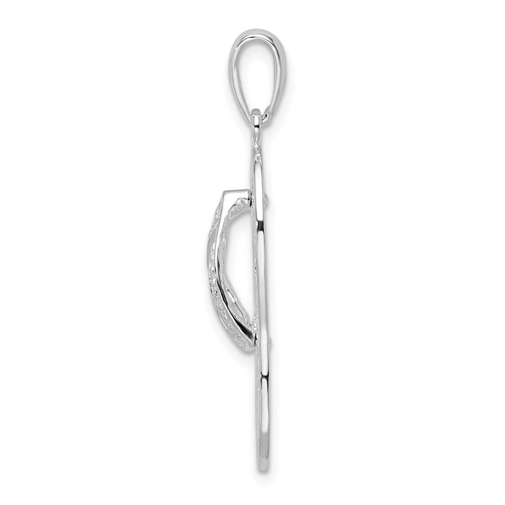 Sterlingsilber De-ani Rhodiniert 3d Ausgeschnitten Delfin Flip-flop Anhänger