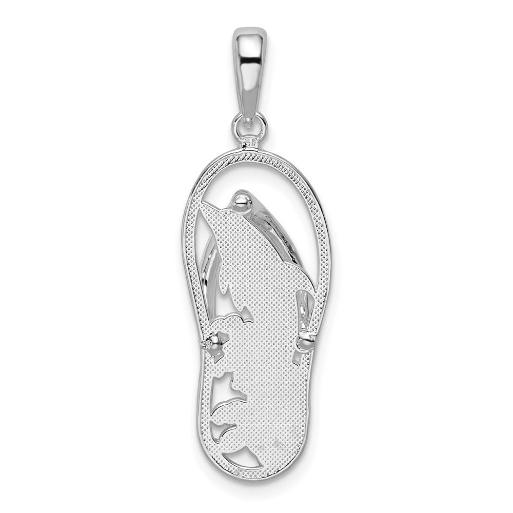 Sterlingsilber De-ani Rhodiniert 3d Ausgeschnitten Delfin Flip-flop Anhänger