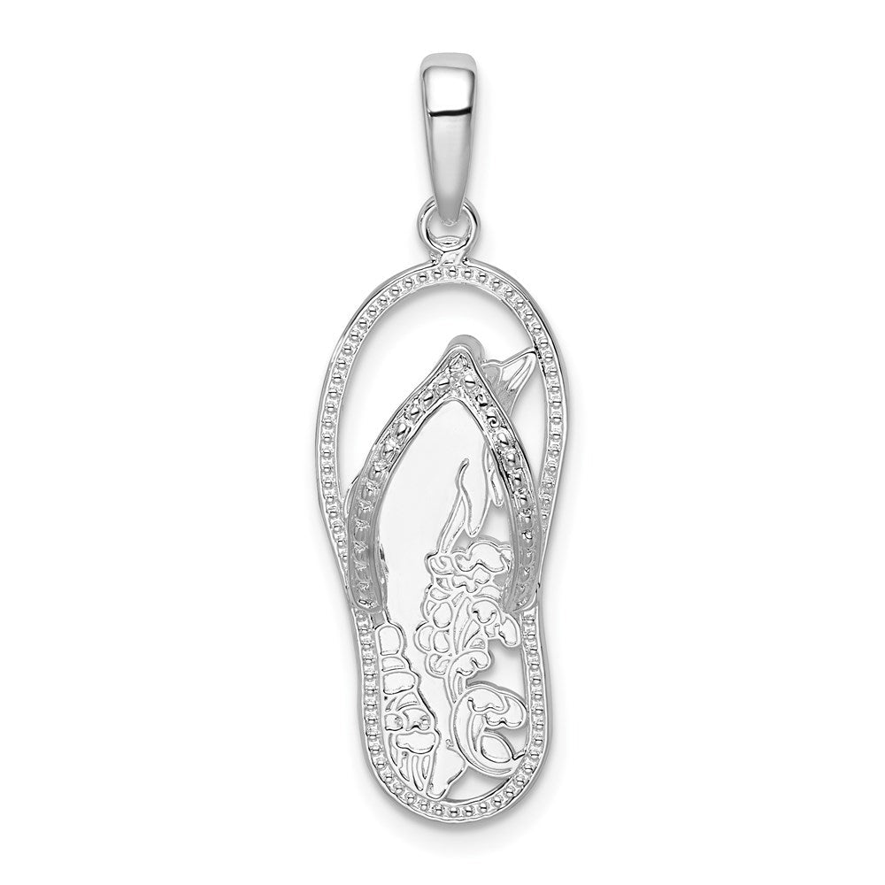 Sterlingsilber De-ani Rhodiniert 3d Ausgeschnitten Delfin Flip-flop Anhänger