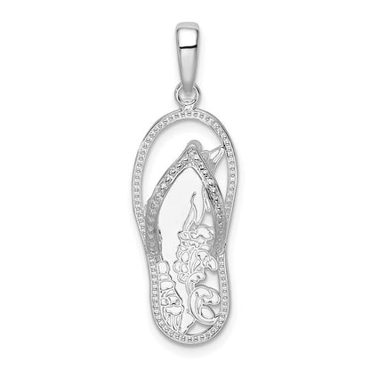 Sterlingsilber De-ani Rhodiniert 3d Ausgeschnitten Delfin Flip-flop Anhänger