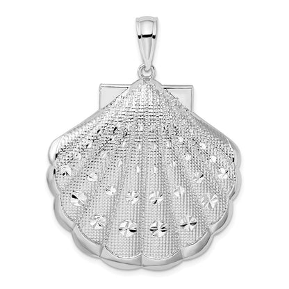 Sterlingsilber De-ani Rhodiniert Diamantiert Groß Muschel Anhänger