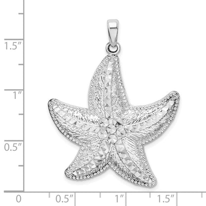 Sterlingsilber De-ani Rhodiniert Poliert Diamantiert Groß Seestern Anhänger