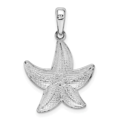 Sterlingsilber De-ani Rhodiniert Diamantiert Klein Seestern Anhänger