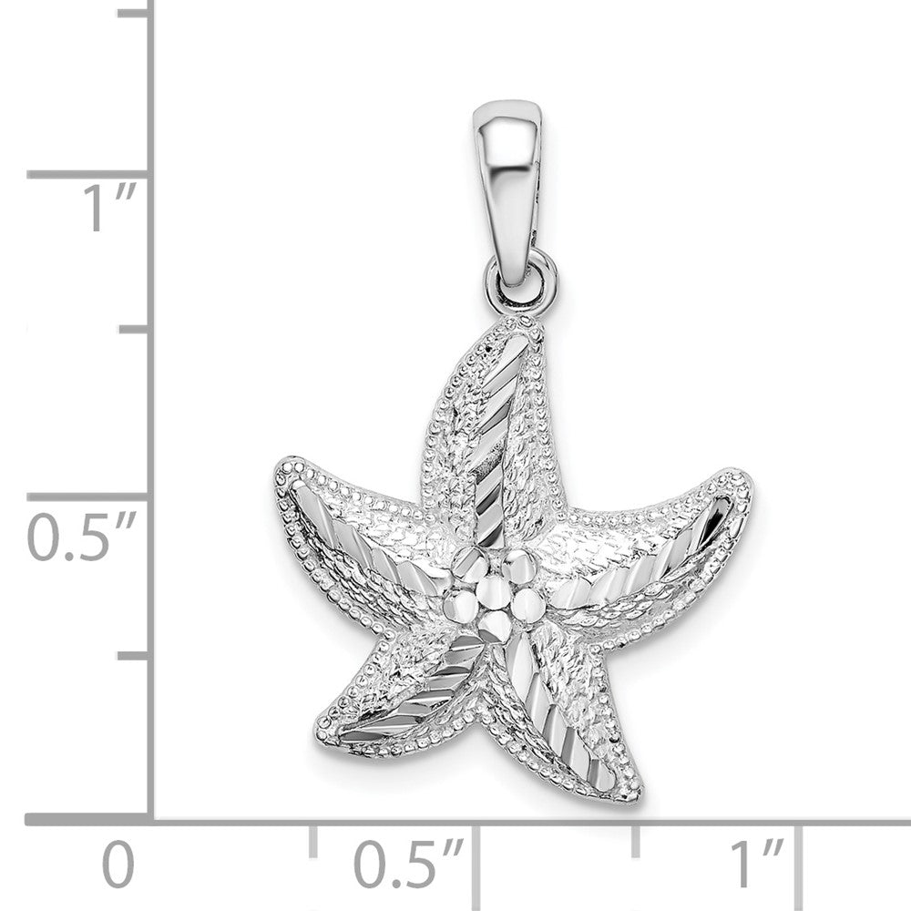 Sterlingsilber De-ani Rhodiniert Diamantiert Klein Seestern Anhänger