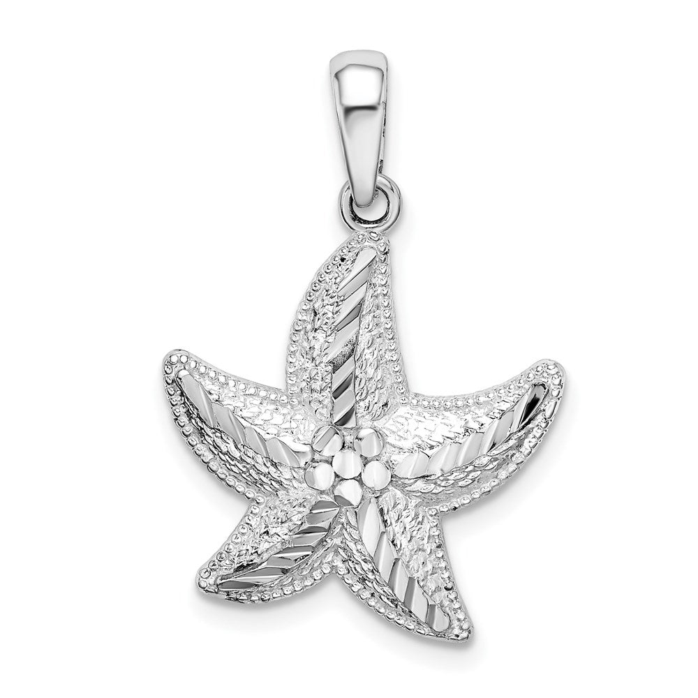 Sterlingsilber De-ani Rhodiniert Diamantiert Klein Seestern Anhänger