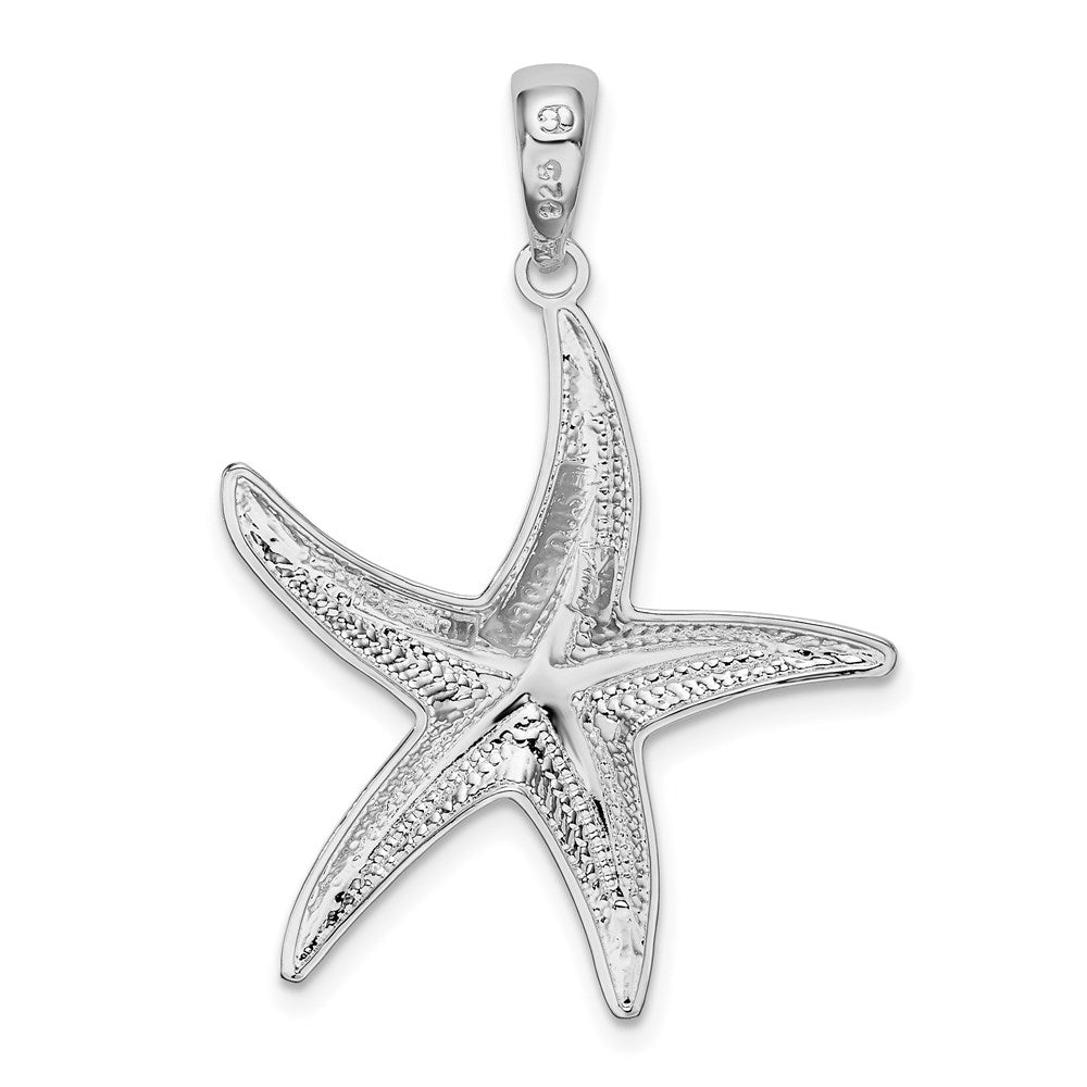 Sterlingsilber De-ani Rhodiniert Strukturiert Diamantiert Seestern Anhänger