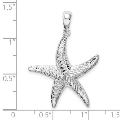 Sterlingsilber De-ani Rhodiniert Strukturiert Diamantiert Seestern Anhänger